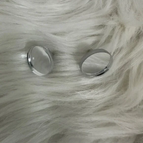 Silver Mirror Circle Stud Earrings Handmade 8718 Handmade NWT Boutique - Picture 3 of 3